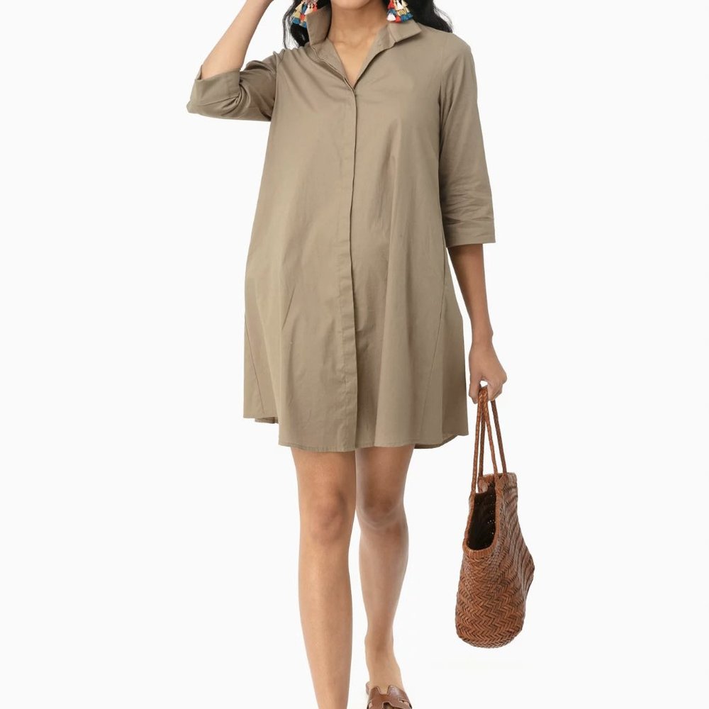 Tuckernuck Sage Green Charlie Stand Collar Dress